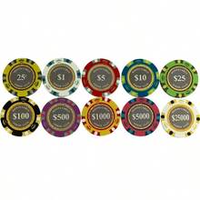 Smoked Monte Carlo Smooth 14 Gram Poker Chips Sample Set Pack New AndampExclusive - như hình ảnh - Xem 1