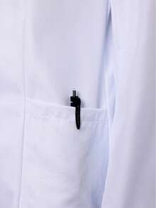 Long Sleeve Lapel Jacket, Beauty Salon/Lab/Dental Clinic Uniform White Coat