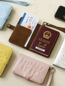 PU Passport Holder Letter Airplane Check-In Certificate Storage Bag Hanging Rope Ticket Holder Passport Clip Women - Multicolor - View 3