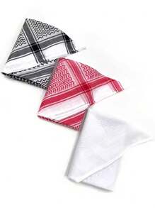 1pc Arabic Shemagh Headscarf, Keffiyeh Arab Headscarf, Scarf Desert Tactical Scarf Neck Keffiyeh Dubai For Men & Women, Red Boho Polyester Head Wrap, All Season