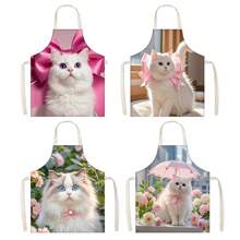 1 pièce Super mignon tablier de cuisine rose chat, tablier de cuisine haute qualité résistant aux salissures, convient aux chefs, jardiniers, cuisiniers, rôtisseurs, fleuristes, peintres, baristas, vêtements de travail résistants aux salissures, 65cm * 53cm * 53cm