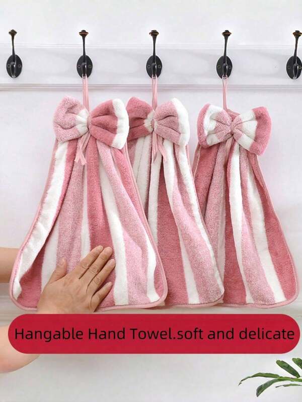 1pc Coral Fleece Thick Hand Towel, Absorbent Quick Dry Dish Cloth, Suitable For Bathroom, Kitchen, Living Room Decor
