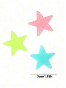 100pcs 3cm Luminous Glow-In-The-Dark Stars Wall Stickers, 3D Realistic Shine, Solid Color And Mixed Colors Home Decor Room Decor