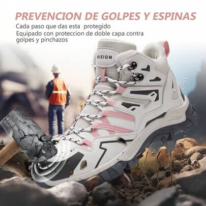 Zapatos de seguridad, zapatos de seguridad de alta parte superior, punta de acero anti rotura, antipinchazos, suela resistente al desgaste, transpirable y antideslizante, cómodo y casual, 2025 nuevo, zapatos de seguridad para mujeres, botas de seguridad