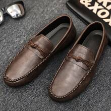 Large Size PU Men's Loafers - Comfortable & Stylish Slip-On Shoes - màu nâu - Xem 3