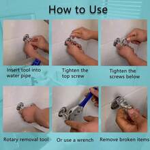 1 件新款螺纹提取器水龙头角阀 46 水龙头水管通用螺纹提取器，1/2 英寸和 3/4 英寸损坏螺丝拆卸工具套件，全功能管道螺纹维修和管道维护配件，适用于家庭和工业