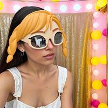 1 Stück 2025 neue Partybrille, europäischer und amerikanischer Flechtdekor Brillen für Frauen, personalisierte Maskenball Dekorationsbrille, geeignet für Party, Geburtstag, Ball, festliche und fröhliche Atmosphäre - unisex Cartoon Design Festival Dekorationsbrille, Geburtstagsfeier und Ball Requisite - robuste Plastikkonstruktion, Festivalbrille, Fantasy Stil, solide Struktur, neuartige Brille, fröhliches Beisammensein