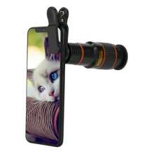 1pc Telephoto Cell Phone Camera Lens 12X Telescopic Lens, Universal Clip On Telescopic Focusing Cell Phone Camera Lens For Mobile Phone Tablet, Cell Phone Fisheye Lens Eye Cup Features: 1. Made Of High Quality Materials, Magnification 12X. 2. Clear Lens Group, High Penetration And Wear Resistance, Multi-Layer Coating Technology