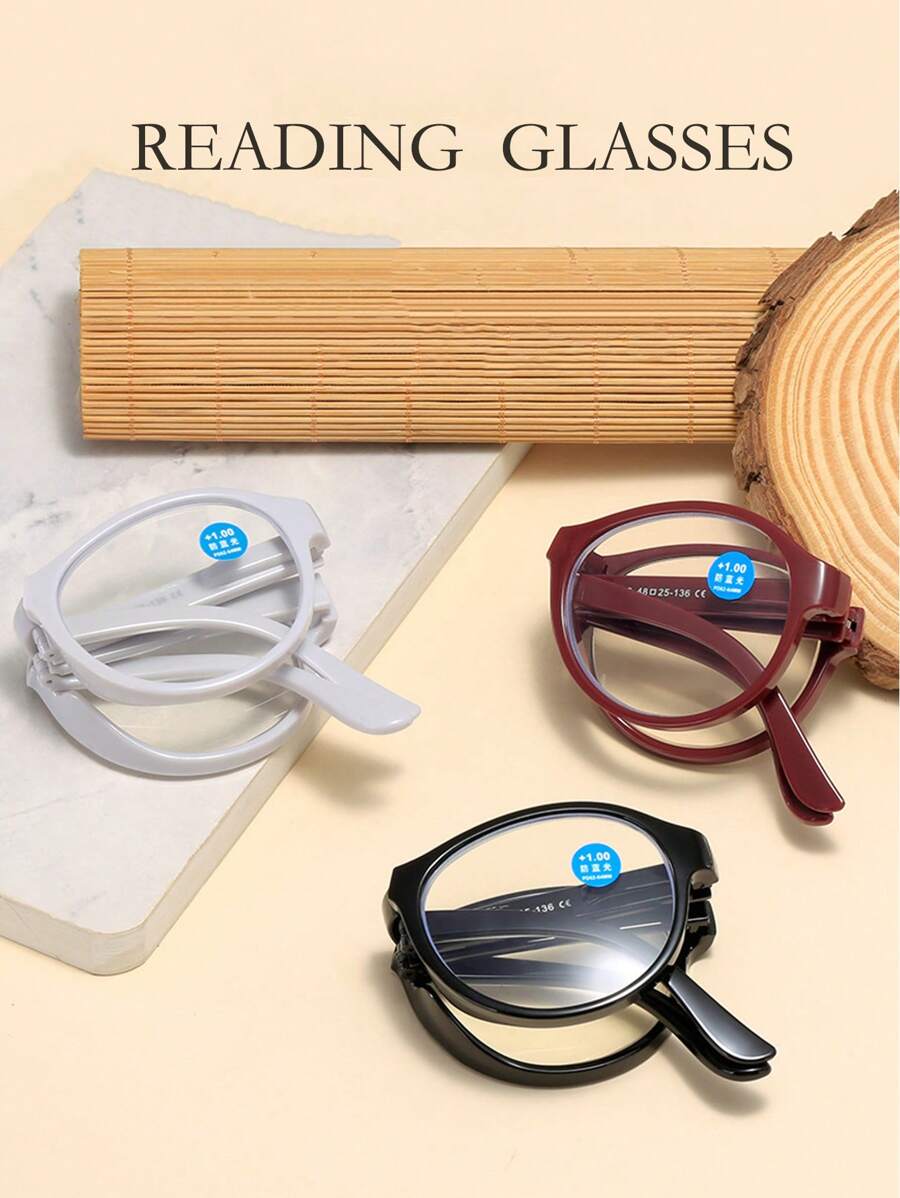 [Free Protection Case]1Pc Fashion Portable Folding Reading Glasses Blue Light Blocking Square Frame Presbyopic Glasses For Women Men - With Eyeglasses Protected Box,Casual Chic Lightweight,Flower Printed, Daily Use,1.0 To 4.0