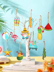 16pcs Wooden Surfboard Design Beach Tree Hanging Decorations For Summer Beach Party With String Pendant,Home Decor ,Room Decor,Wall Decor Gifts Birthday Graduation
