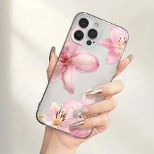 Flower 1pc Floral Transparent Full Coverage Shockproof TPU Phone Case Compatible With Apple & Series Waterproof Anti-Fall Scratch Resistant - Multicolor - View 2