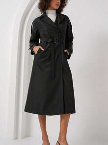 Plain Casual Zip-Up Pocket Front Jacket - Black - View 2
