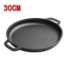 1 pieza Sartén multifuncional gruesa de hierro fundido - Antiadherente para pizza, carne a la parrilla, panqueques, apto para reuniones, barbacoas al aire libre, compatible con todas las cocinas, ideal para la cocina del hogar y la cocina al aire libre