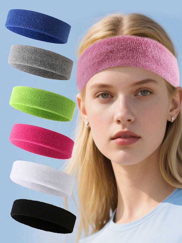 1 set con fascia per capelli, polsini e fasce antisudore in spugna, per uomo e donna, 1 pezzo di fascia antisudore in spugna atletica, che assorbe l'umidità, per tennis, basket, calcio, ginnastica, allenamento, accessorio per capelli