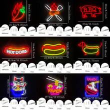 Ramen Neon Schild, lebendiges Ramen Nudel Design, BBQ LED Beleuchtung und Geschäfts Hot Dog Beleuchtungsschilder sind für Heimdekoration, Fast Food Laden, Geschäft, Küche, Schlafzimmer, Bar, Restaurant, Nudelshop Wanddekoration geeignet. USB-betrieben, wiederverwendbar und einfach zu installieren.