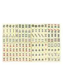 144 Tiles Mah-Jong Set Piece Vintage Mahjong Rare Mahjong English Instructions - Beige - View 5