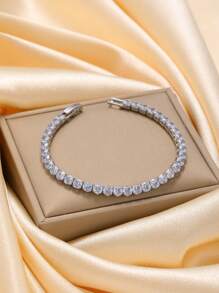 Pulsera de acero inoxidable con trébol de cuatro hojas de circonita en estilo retro personalizado, joyería de uso diario para mujeres