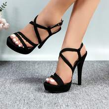Women's Platform High Heels Shoes Sexy Stripper Strappy Heeled Sandals Open Toe Stiletto Pumps Shoes Ollie-15 - 黑色 - 查看 6