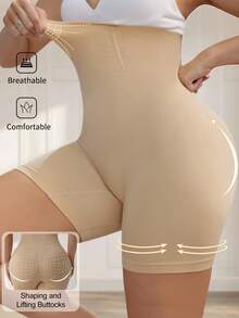 Plus Size Shaping Shorts Seamless Tummy Control Pants - Apricot - View 2