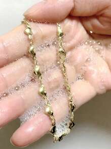 1pc Stainless Steel Heart Shaped Anklet, Waterproof, Low Allergy, Sensitive Women's Beach Daily Wear Jewelry, Holiday Gift
