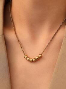 1 colar elegante de contas de aço inoxidável estilo francês, vintage e moderno para uso diário, presente para mulheres