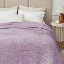 Large 50 X 70% Cotton Muslin 6-Layer Breathable Lightweight Throw Blanket Bed And Couch, Soft Quilt Bedspread, All-Season Gauze Blanket Adults, Lavender - 02 - 薰衣草 - 查看 3