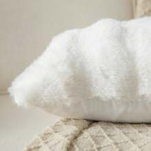 1pc Solid Color Cushion Cover Without Filler, Soft Thick Plush Wool Fur Big Striped Cushion Cover, For Living Room Sofa - Bubble Velvet Milky White - View 5