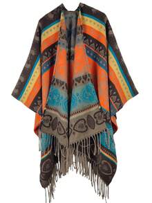 Boho 1pc Color Block Shawl Big Scarf - Multicolor - View 10