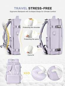 瑞安航空旅行背包，客艙包40x20x25，可擴容，座椅下客艙包，航空包，女士旅行背包，航空認證休閒背包，戶外行李背包商務週末包，帶 USB 輸出 男式防水旅行背包