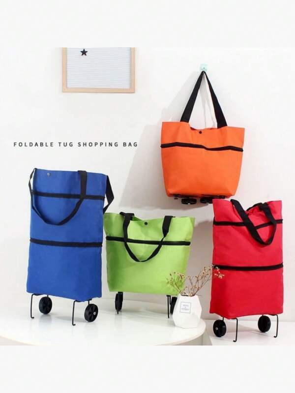 Carrito de compras plegable 2 en 1 ligero, carrito plegable con ruedas, bolsa de compras reutilizable, bolso de viaje unisex, artículos para el hogar y la cocina, bolsa de compras portátil con ruedas, carrito impermeable.