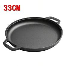 1 pieza Sartén multifuncional gruesa de hierro fundido - Antiadherente para pizza, carne a la parrilla, panqueques, apto para reuniones, barbacoas al aire libre, compatible con todas las cocinas, ideal para la cocina del hogar y la cocina al aire libre