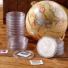 2 Sets (100pcs/Set) Australian Coin Collection Cases Capsules Holder Round Storage Album Book - trắng - Xem 9