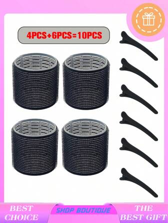 10 Pcs Jumbo Hair Curlers Rollers Large Hair Rollers With Clips, Self-Grip Hair Curlers, Suitable For Long/Medium/Short Hair, Bangs, Diy Curlers 2.56in,Valentine's Day Couple As Gift Hair Accessories Tool