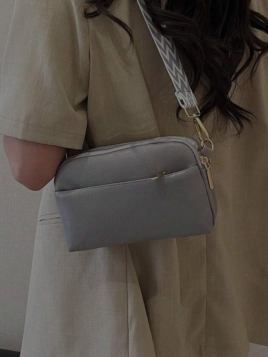 Prosta minimalistyczna torba typu crossbody, modna torba na ramię z PU, damska torebka codzienna i zestaw portfela na telefon - Niebieski - Zobacz 1