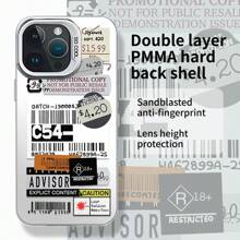 1 pieza Funda de teléfono a prueba de golpes de PMMA con estampado de etiqueta empalmada, funda de teléfono personalizada, disponible en múltiples colores