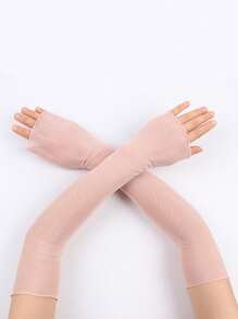 1 Pair Lace Net Gloves For Wedding Party Cosplay, Tight-Fitting Sexy Breathable Thin Half Arm Sleeve Cover, For Cycling Sun Protection