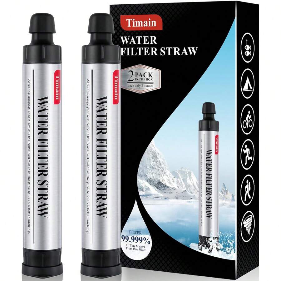2 Pack Timain 4-Stage Filtration,High Flow Rate Straw,Purifier Survival Emergency Kits,Travel,Camping, Hiking,Fishing,Hunting (2) - 2 - View 1