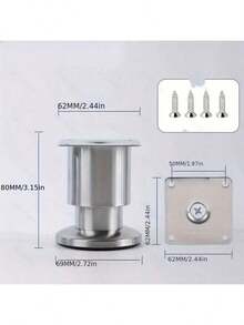 4 piezas de patas de muebles ajustables de metal - Patas de gabinete de acero inoxidable de alta resistencia con acabado cepillado para sofá, cama, mesa, uso en el hogar y la oficina - Multicolor - Ver 9