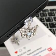 Tapón antipolvo tipo C para puerto de carga con diseño de corazón, mariposa y estrella, accesorio decorativo colgante para smartphones, tabletas, electrónica y amantes de los gadgets