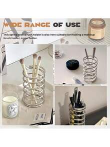 (桌面安装方便)Ins风不锈钢螺纹齿形牙刷架置物架化妆刷收纳架笔筒工艺品