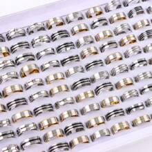 10pcs/pack Fashionable Simple Stainless Steel Flat Plain Band Ring (2/4/6/8mm) Suitable For Men, Engagement, Wedding, Party Gift