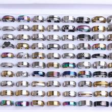 20pcs/pack Fashionable Stainless Steel Gold Silver Black Striped Ring, Suitable For Men's Daily Wear, Party, Gifts, Accessory