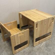 Weaning Table And Chair Set For Toddlers Age 1-3, Height Adjustable Toddler Table And Chair Set, Cube Kids Table Chair For Reading/Eating/Playing, Easy To Assemble - Maple - View 7