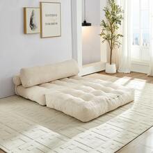 Folding Sofa Bed, Convertible Sleeper Chair With Pillow & Back Support, Portable Fold Out Chair Bed, Comfy Floor Sofa Lounge, Lazy Sofa For Dorm/Living Room/Office/Apartment - 米色 - 查看 3