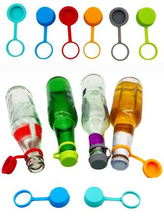 3pcs Silicone Bottle Neck Rings With Caps, Sealing Beverage/Beer Bottle Covers, Silicone Rings Can Fit On Bottle Necks