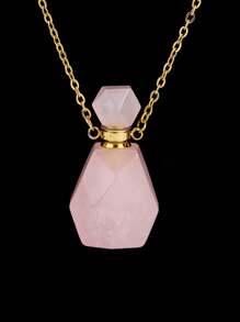1PC Luxury Perfume Bottle Crystal Necklace For Women Natural Stone Faceted Bottle Pendant Healing Diffuser Pendant Jewelry Gift H672