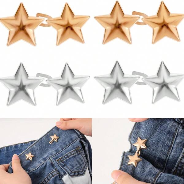 EDCUEBE7 8 piezas/4 pares de botones ajustables para jeans, sin costura, sin herramientas necesarias, botones desmontables, ajuste perfecto, botones removibles. Botones ajustables para jeans.