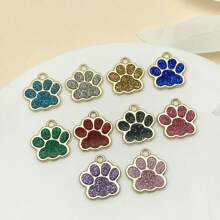 Mix de 10 peças de pingente de pata de gato com gotejamento de óleo em ouro antigo de 17x16 mm, face única, adequado para colar, pulseira, brinco, acessórios para fabricação de joias