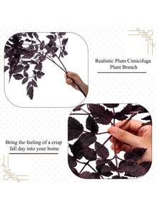 1 Pack Artificial Cimicifuga Plant Leaf Spray Faux Plum Cimicifuga Ramosa Leaf Branch Faux Fall Spray Silk Plants For Home Vase Wedding Garden Farmhouse Table Mantel Decor ,Ndoor Outdoor Thanksgiving Halloween Christmas Decoration Party Decor - Multicolor - View 7