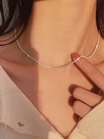 1pc Adjustable Delicate Simple Necklace, Women's Fashionable Minimalist Luxury Collarbone Chain